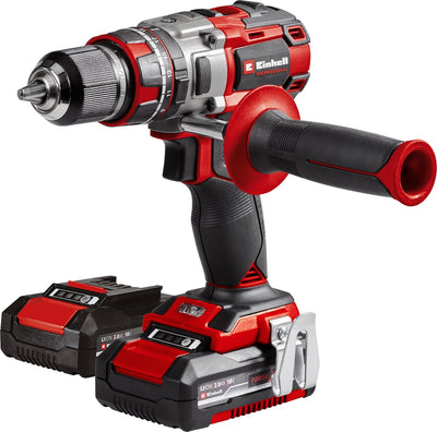 Einhell Profi Akku-Schlagbohrschrauber TP-CD 18 80 li-i bl Kit – Power X-Change – 18 V Li-Ion – mit Schlagfunktion – 2 Geschwindigkeiten – 80 Nm – bürstenloser Motor – inkl. 2x 2,0 Ah Akku und Ladegerät, Koffer