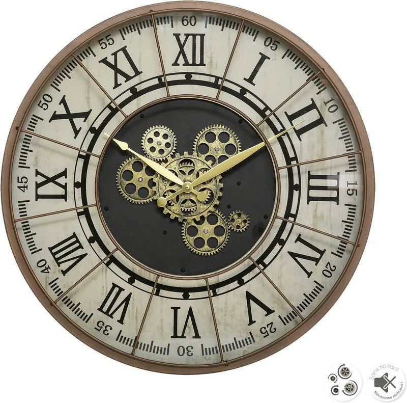 Atmosphera Wanduhr Wanduhr Stella Mare – Vintage-Metall – Durchmesser 57 cm – Metallglas – hellbraun – Luxusuhren
