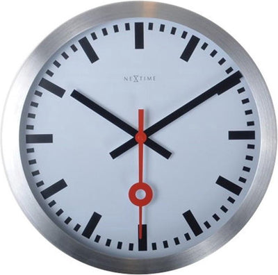 Nächste Zeit NEXTIME NE-3999ST Wall Clock Slide. 35 cm, gebürstetes Aluminium, #039;