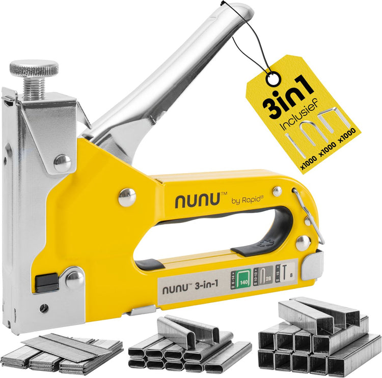 Rapid Nunu 3-in-1-Handnagler – Set mit 3.000 Heftklammern und Marken