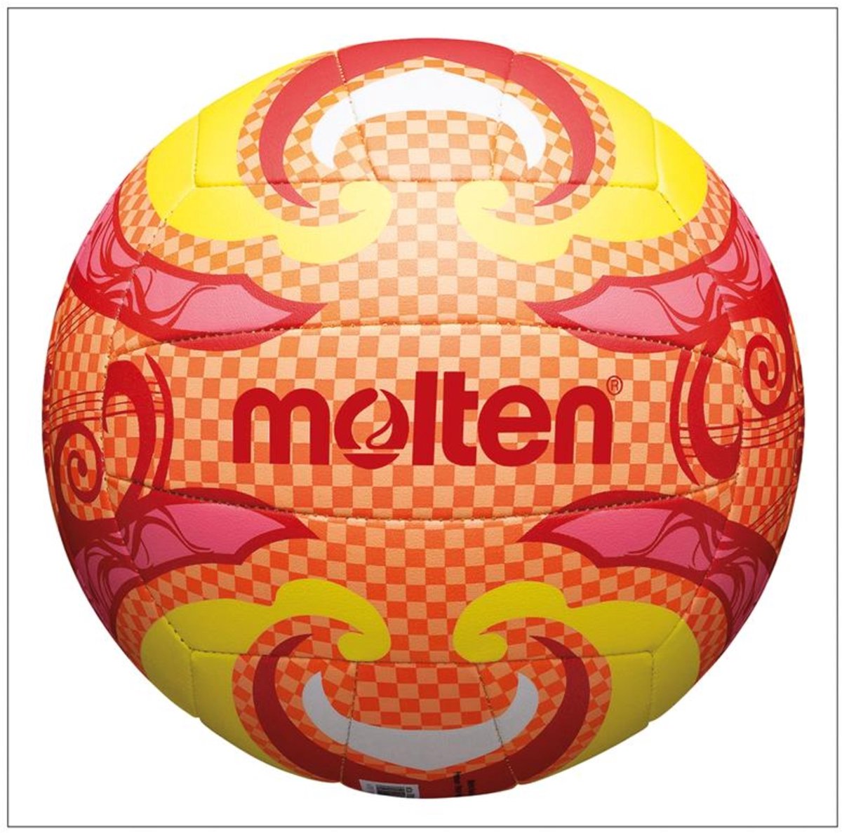 Geschmolzener Beachvolleyball – orange, rosa, gelb, rot