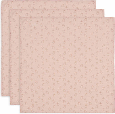 Jollein x Miffy – hydrophiles Tuch klein 70 x 70 cm – Spucktücher – weiche Baumwolle – 3 Stück – Miffy-Silhouetten Wildrose