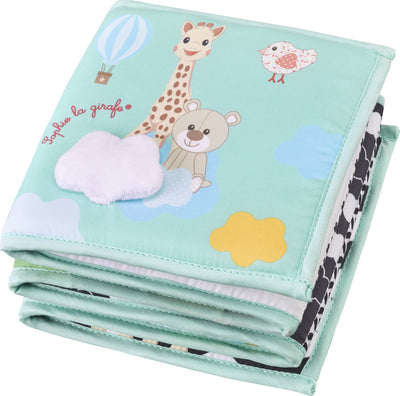 Sophie die Giraffe, faltbares Spielbuch – Babybuch – Babybuch – 6 doppelseitige Seiten – regt die Sinne an – ab 0 Monaten – faltbar bis 94 cm