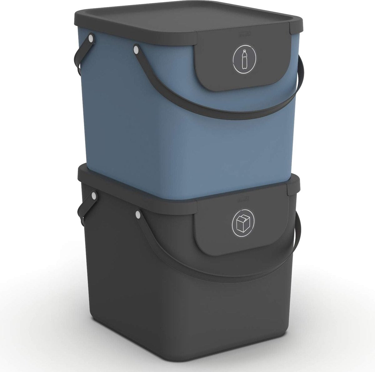 Rotho Albula Mülltrenner - 2er Set - 40l - Schwarz Blau
