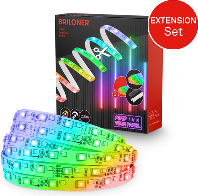 Briloner Pimp Your Panel – Verlängerungsset LED-Streifen 2,6 m – 8023252 – Verlängerungsset RGB – Pimp Your Panel – kürzbar – selbstklebend – ausziehbar – 262,5 x 1 cm