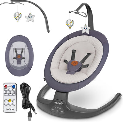 Lionelo Ralf – Babyschaukel Premium – 2in1 – 5 automatische Schaukelgeschwindigkeiten – 0 bis 9 kg