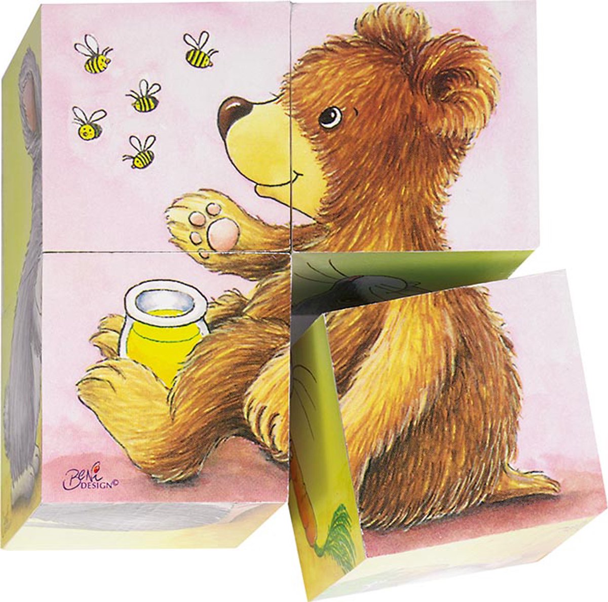 Goki Holzblock -Puzzle Babytiere
