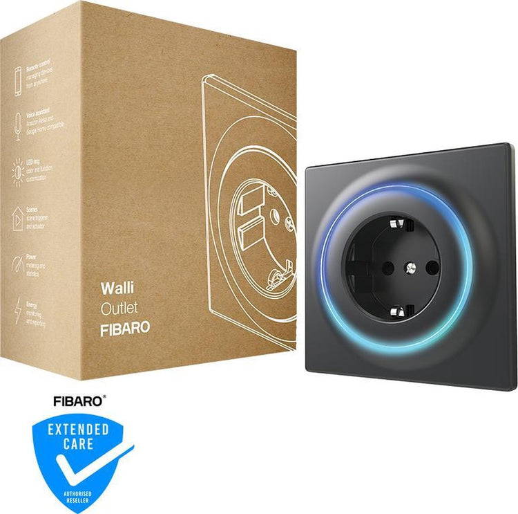 Fibaro Walli-Steckdose Typ F – intelligenter Einbaustecker für NL – Anthrazit – Z-Wave Plus