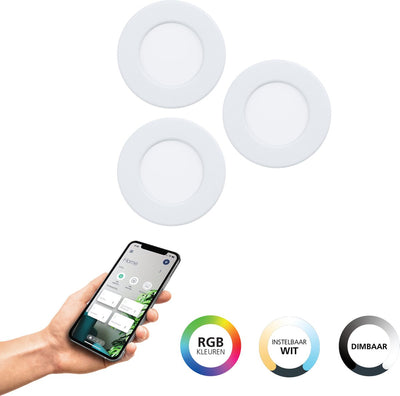 Eglo connect.z fueva 6-z smarter Einbaustrahler – Badezimmer im Freien – LED – ø 8,8 cm – weiß – einstellbares RGB-Weißlicht – dimmbar – Zigbee