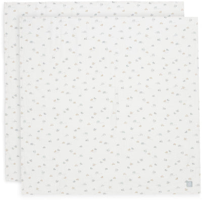 Jollein – hydrophiles Tuch groß 115 x 115 cm – Wickeltuch – weiche Baumwolle – 2 Stück – für unterwegs