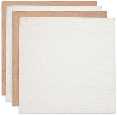 Jollein – hydrophiles Tuch klein 70 x 70 cm – Wickeltuch – weiche Baumwolle – 4 Stück – Keks-Elfenbein