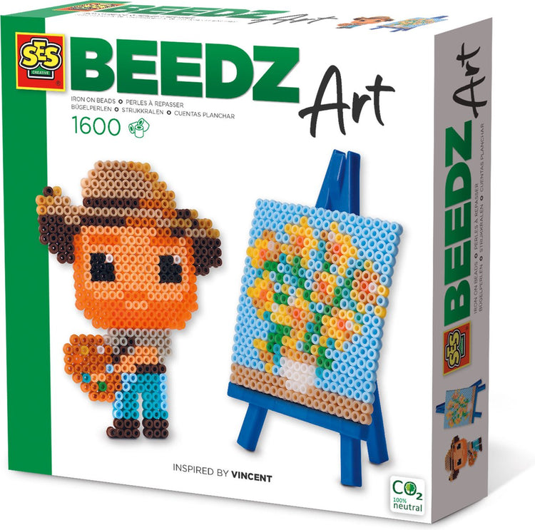 Ses Creative Ses – Beedz Art – Mini-Künstler Vincent – mit Mini-Staffelei – PVC-frei – 1600 Bügelperlen mit Ablage