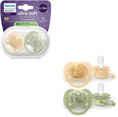 Philips Avent Ultra Soft – superweicher Silikonschnuller (6–18 Monate) – für empfindliche Haut – 2 Stück – scf091 46