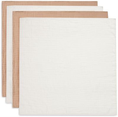 Jollein – hydrophiles Tuch klein 70 x 70 cm – Wickeltuch – weiche Baumwolle – 4 Stück – Keks-Elfenbein