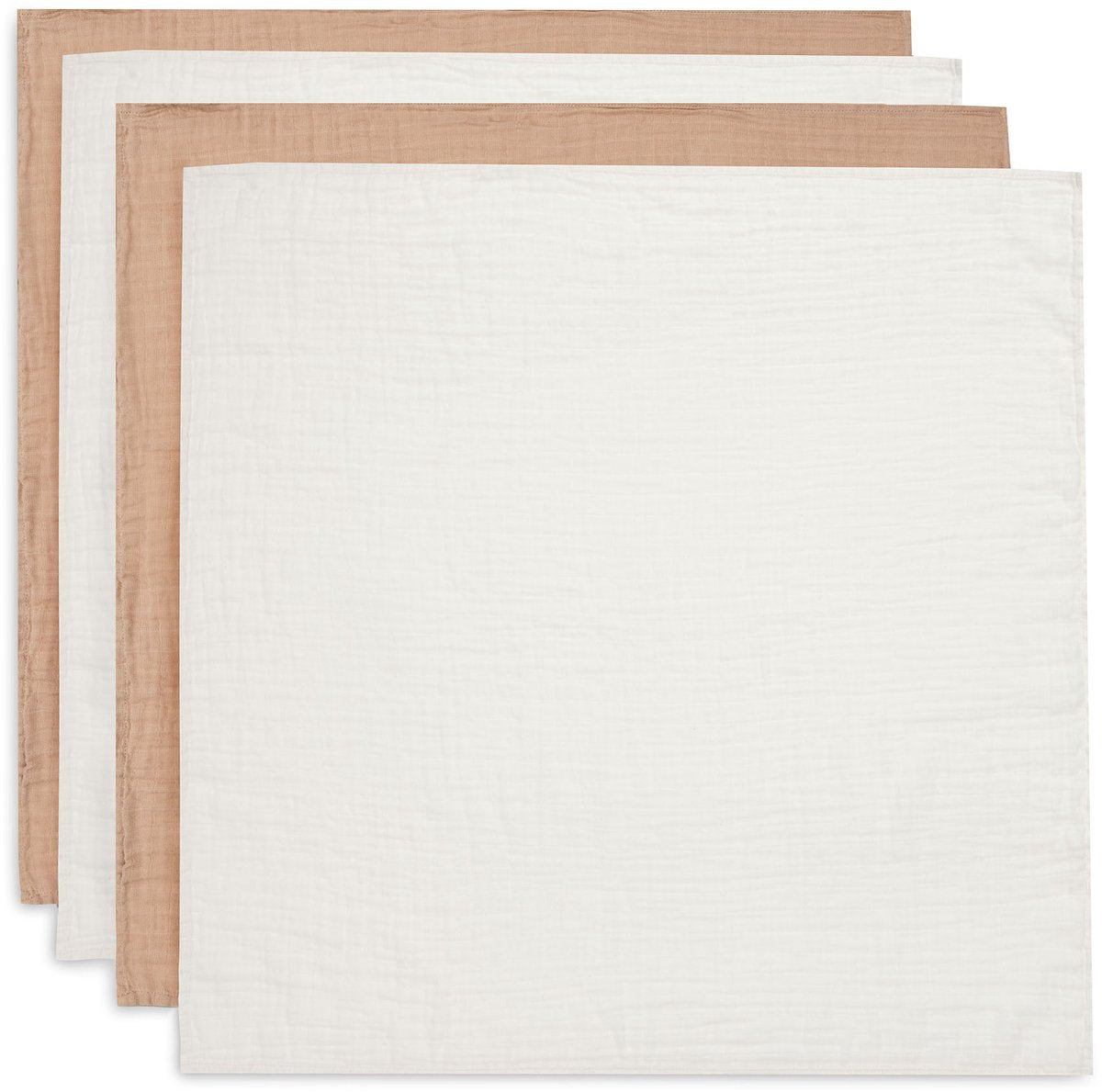 Jollein – hydrophiles Tuch klein 70 x 70 cm – Wickeltuch – weiche Baumwolle – 4 Stück – Keks-Elfenbein