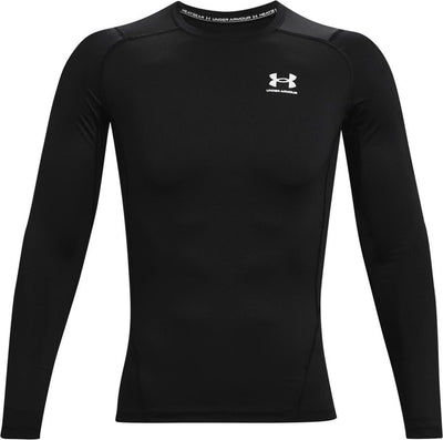 Under Armour UA HG Armour Comp LS-BLK Herren-Sportshirt – Schwarz – Weiß