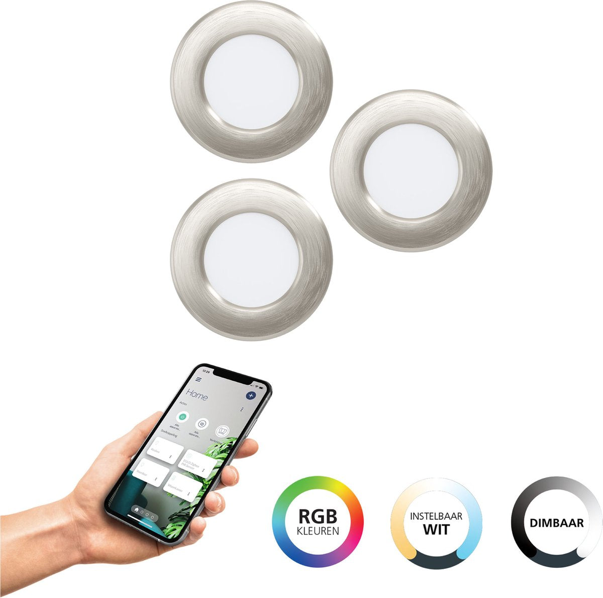 Eglo connect.z fueva 6-z smarter Einbaustrahler – LED – ø 8,8 cm – Chrom – einstellbares RGB-Weißlicht – dimmbar – Zigbee