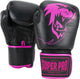 Super Pro Combat Gear Warrior Leder (Kick)Boxhandschuhe schwarz rosa 12oz
