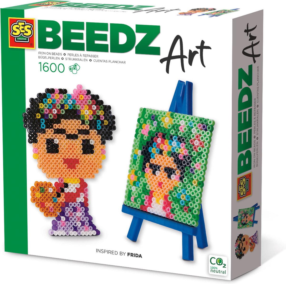 Ses Creative Ses – Beedz Art – Mini-Künstlerin Frida – mit Mini-Staffelei – 1600 Bügelperlen mit Ablage