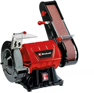 Einhell Elektro-Werkbank-Schleif- und Bandschleifer TC-US 350 – 350 W – Band- und Tellerschleiffunktion – Funkenschutz – inkl. grobe Schleifscheibe + Schleifband