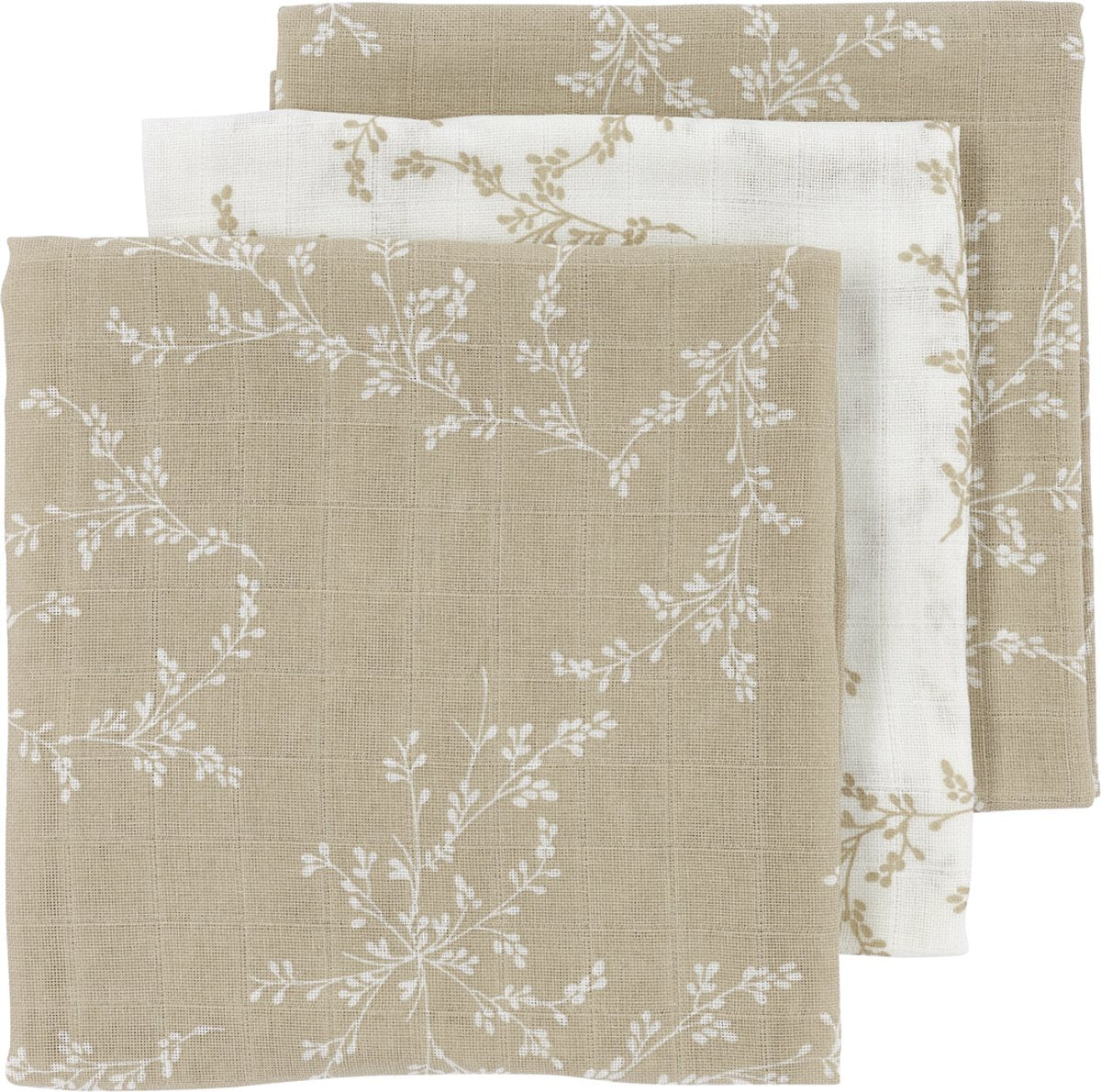 Meyco Baby Branches hydrophile Tücher – 3er-Pack – Sand – 70 x 70 cm