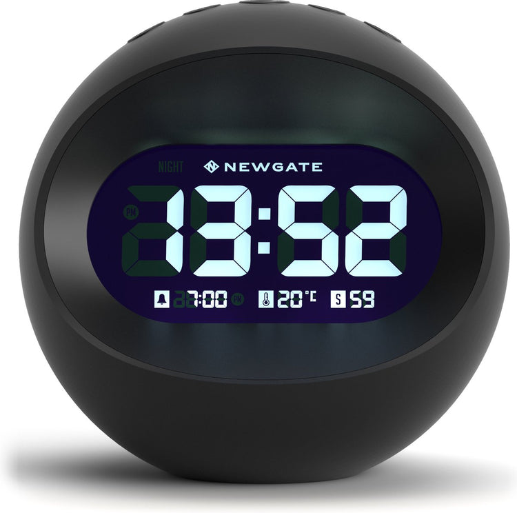 Bennies Fifties Newgate Center of the Earth LCD-Wecker – Schwarz