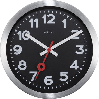 Nexttime Station – Wanduhr Tischuhr – 19 cm – Aluminium – Schwarz