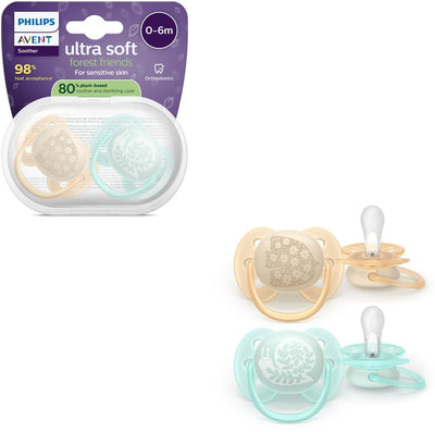 Philips Avent Ultra Soft – superweicher Silikonschnuller (0–6 Monate) – für empfindliche Haut – 2 Stück – scf091 41