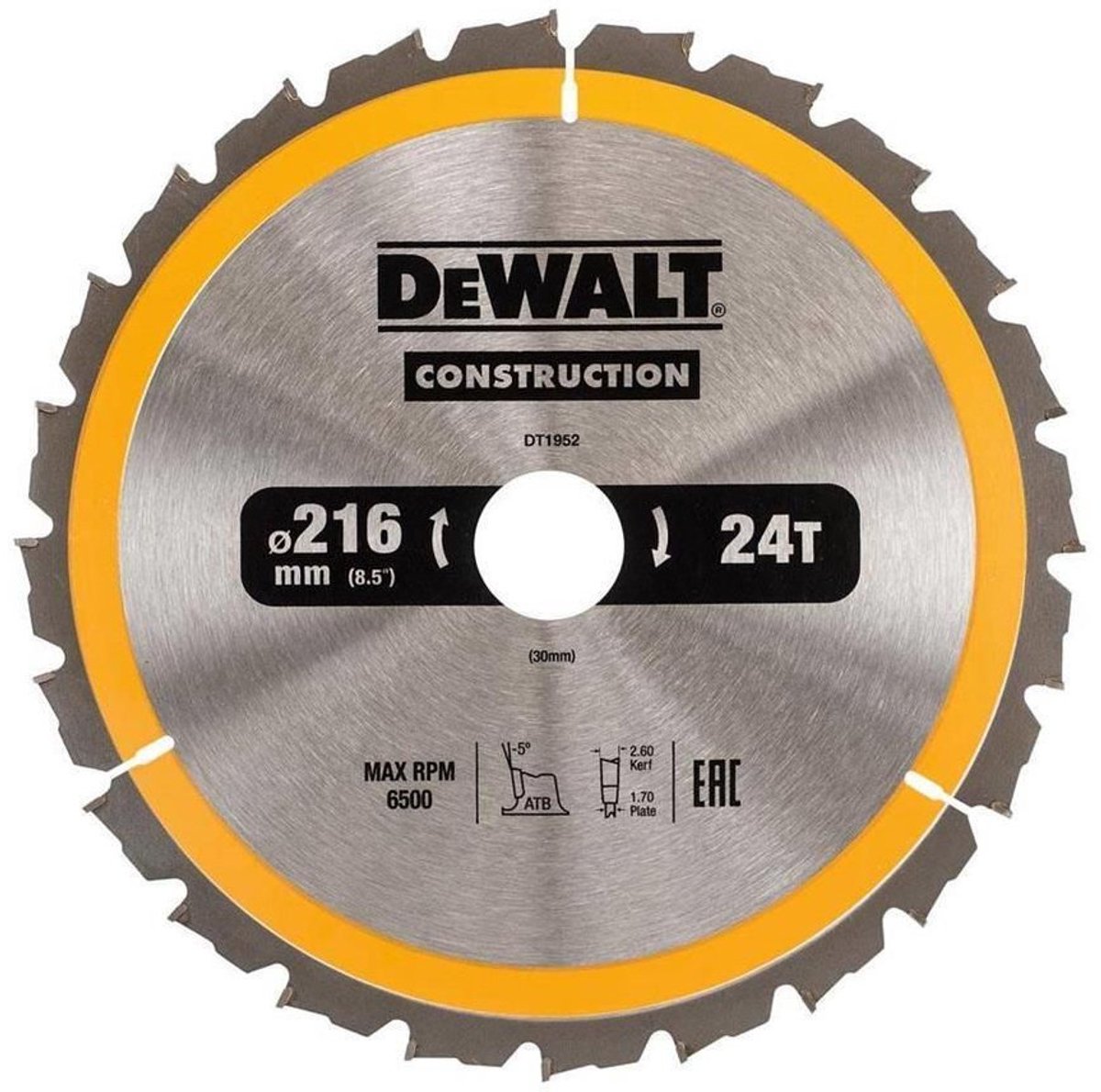 Dewalt - Kreissägeblatt - 216 mm - 30 mm Schaftdurchmesser - 24 Zähne