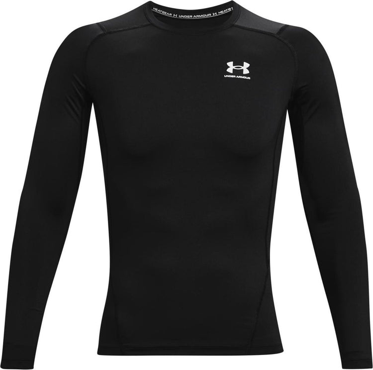 Under Armour UA HG Armour Comp LS-BLK Herren-Sportshirt – Schwarz – Weiß