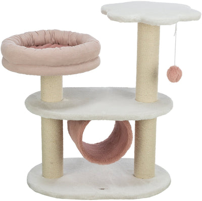 Trixie Kratzbaum Isabella – Luxuriöses Kratzmöbel mit Liegeplattform und Spielball – 58x38x70 cm