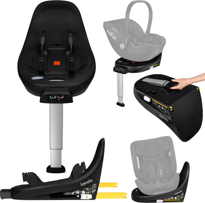 Lionelo Moxie Plus i-Size-Basis – 360° Easyturn Isofix-Drehbasis mit Memory-Funktion – Autositzbasis – Stabilisierungsbein – Anti-Rotationsrahmen – Klickmontage mit Indikatoren – kompatibel mit Moxie i-Size- und Moxie Next-Stühlen