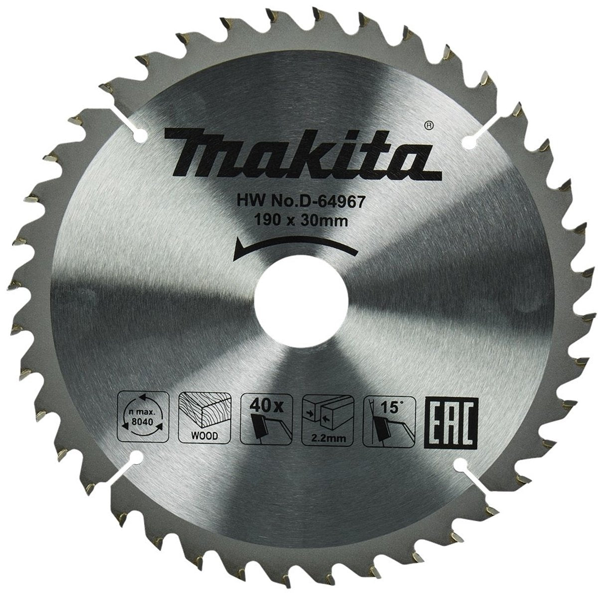 Makita Zubehör Kreissägeblatt Holz | Standard, 190x30x2,2 40t 15g - d-64967 - d-64967