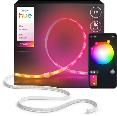 Philips Hue Flux LED-Streifenverlängerung – 2 Meter Verlängerungsstreifen – einfache Installation – weißes und farbiges Licht – Chromasync™-Technologie