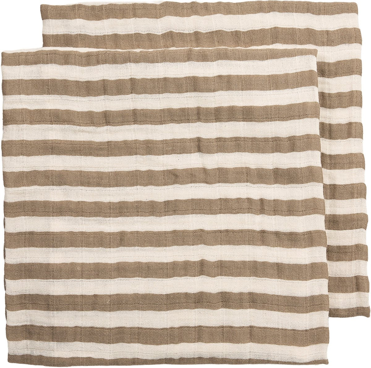 Meyco Baby Fat Stripe vorgewaschene hydrophile Tücher – 2er-Pack – vorgewaschene hydrophile Tücher – Taupe – 70 x 70 cm