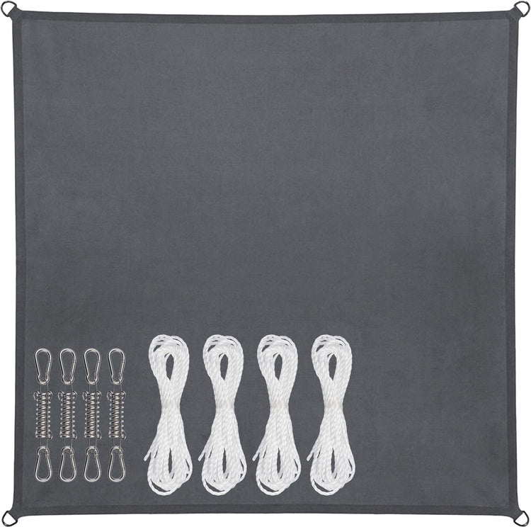 Abbey Camp Schattentuch – Pes – 3 x 3 m – Grau – Sonnentuch – Edelstahlringe – Sonnenschirm