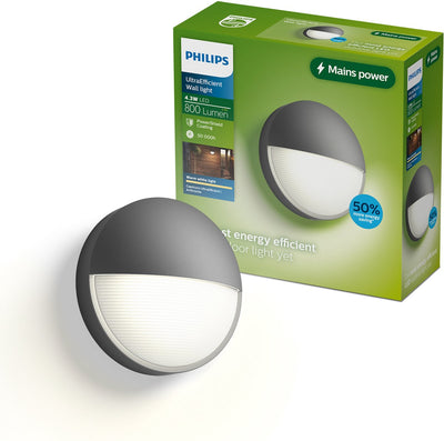 Philips LED Philips Capricorn Wandleuchte - Außenbeleuchtung - Wetterfest: IP44 - warmweißes Licht: 2700K - Anthrazit
