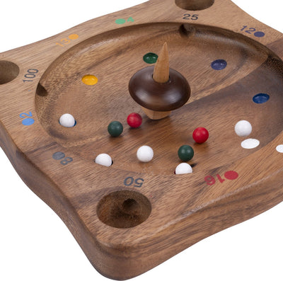 Longfield Roulette – Strategiespiel aus Holz – klassisches Punkte- und Zufallsspiel – Kreiselspiel mit Kugeln – Brettspiel – Engelsherz