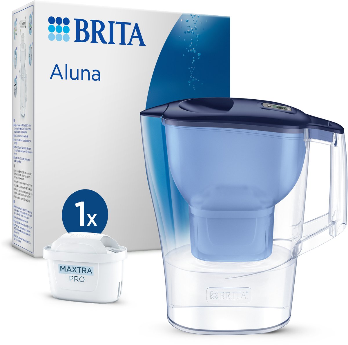 Brita - Wasserfilterkanne Aluna Schwarz + 1 Maxtra Pro Filterkartusche