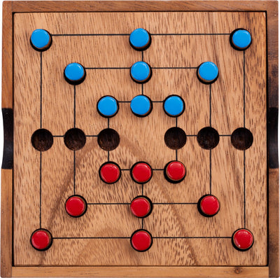Engelhart Nine Men Morris – Holzbrettspiel – Akazienholz – 18 Spielfiguren – Strategiespiel –