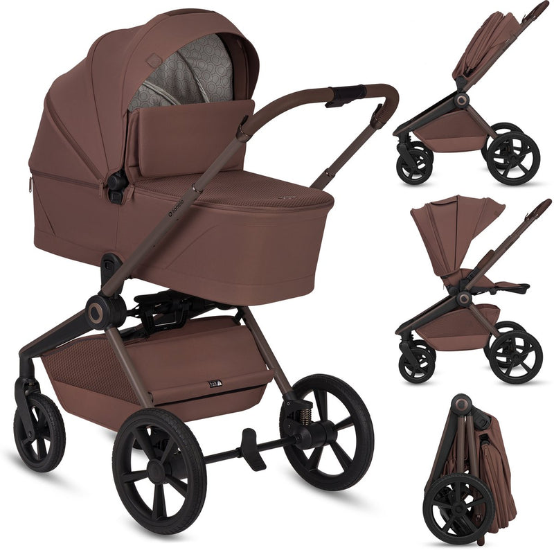 Lionelo Freya 2in1 Kinderwagen – Kinderwagen mit Babywanne – von der Geburt bis 22 kg – Premium-Buggy – PU-Räder mit Federung – nach vorne gerichteter Sitz – UPF50+-Verdeck – komplettes Zubehörsystem