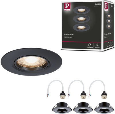 Paulmann Einbauleuchte 3er Set Stern rund 90 mm GU10 max. 3x10W 230V dimmbar schwarz