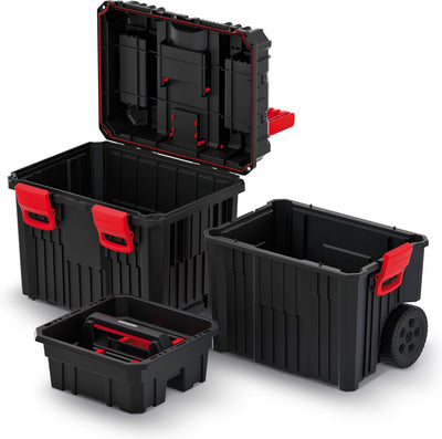 Kistenberg – mobile Werkzeugkiste Sortierbox auf Rollen – 450 x 360 x 640 mm