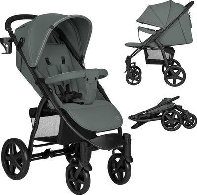 Lionelo Buggy Annet Plus – leicht faltbar – große solide Räder mit Federung – inklusive Fußsack, Moskitonetz-Getränkehalter – verstellbare Rückenlehne, Fußstütze – Kinderwagen ab der Geburt bis 22 kg – Kinderwagen