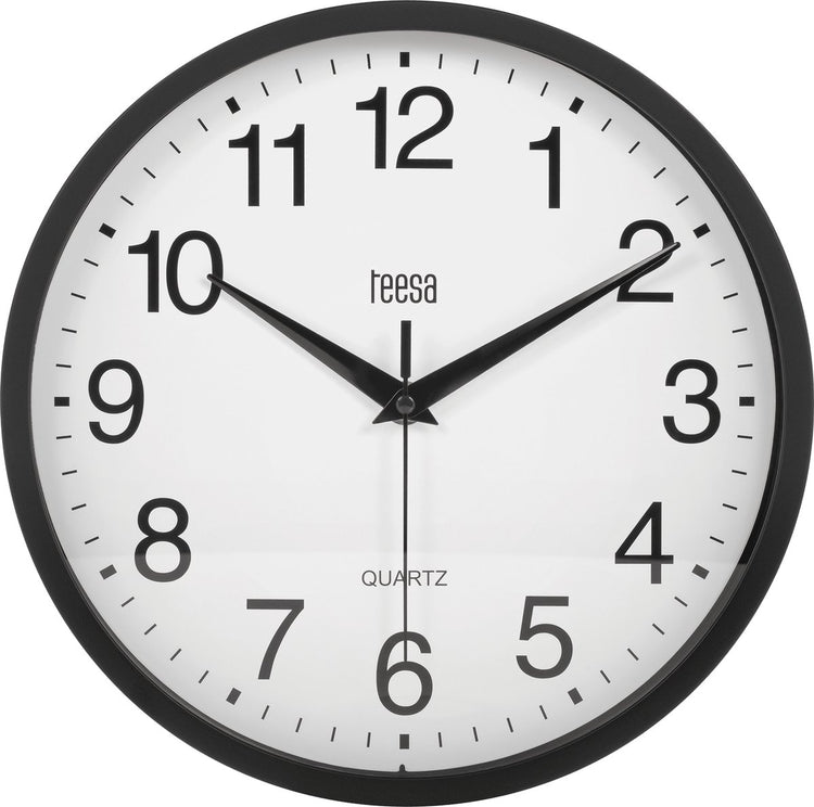Teesa tsa0037b analoge wanduhr 25 cm schwarz