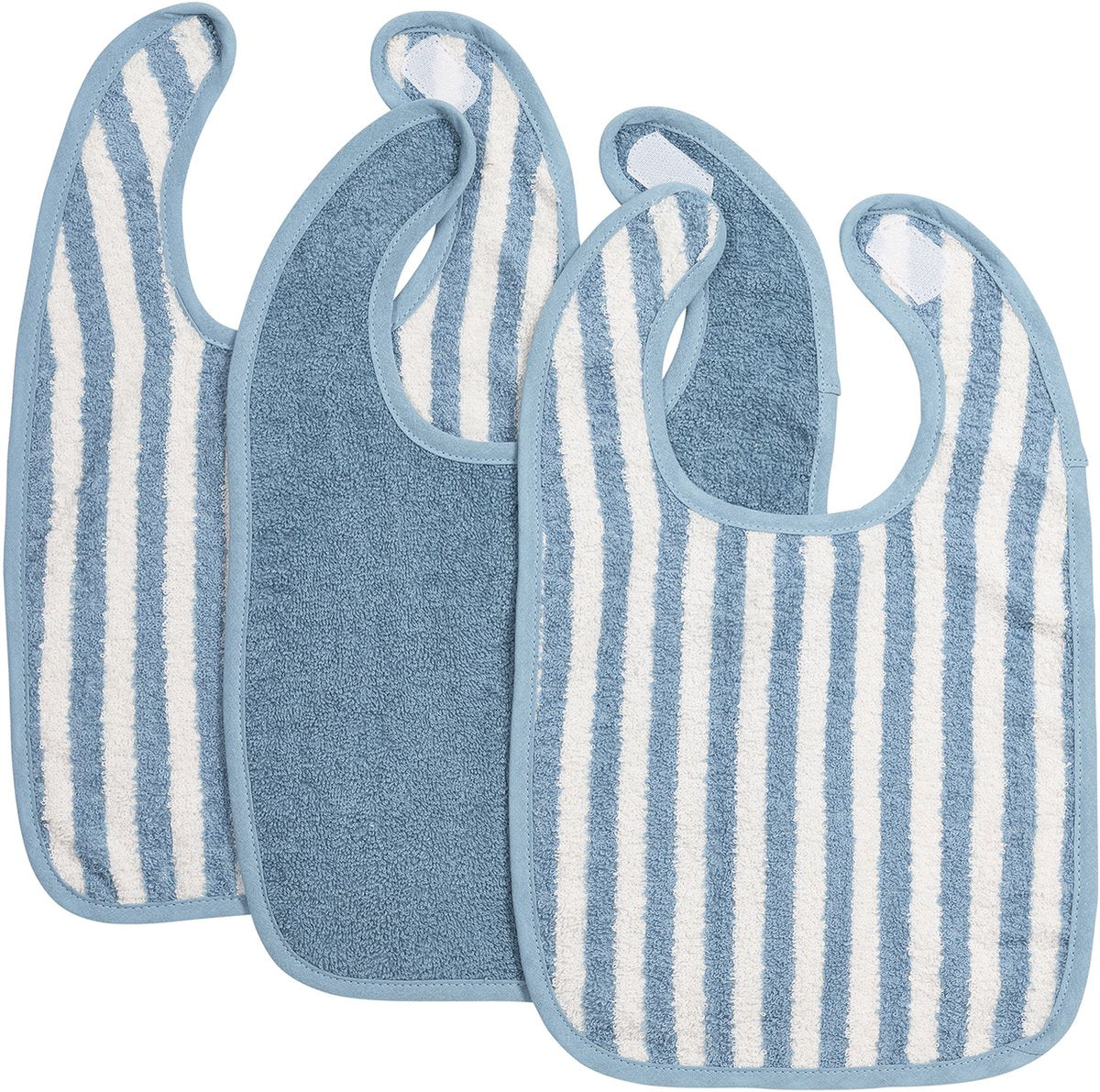 Meyco Baby Fat Stripe Lätzchen – 3er-Pack – Jacquard-Frottee – Jeansblau