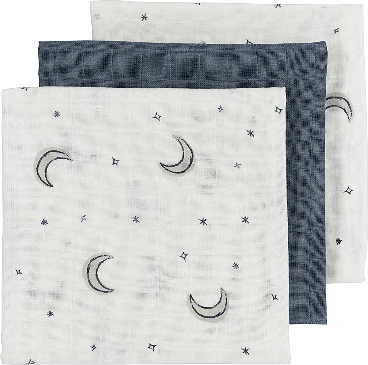 Meyco Baby Moon hydrophile Tücher – 3er-Pack – Indigo – 70 x 70 cm