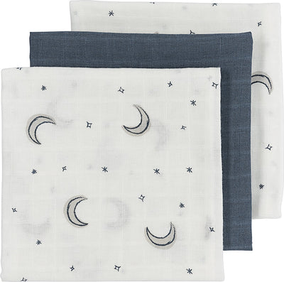 Meyco Baby Moon hydrophile Tücher – 3er-Pack – Indigo – 70 x 70 cm
