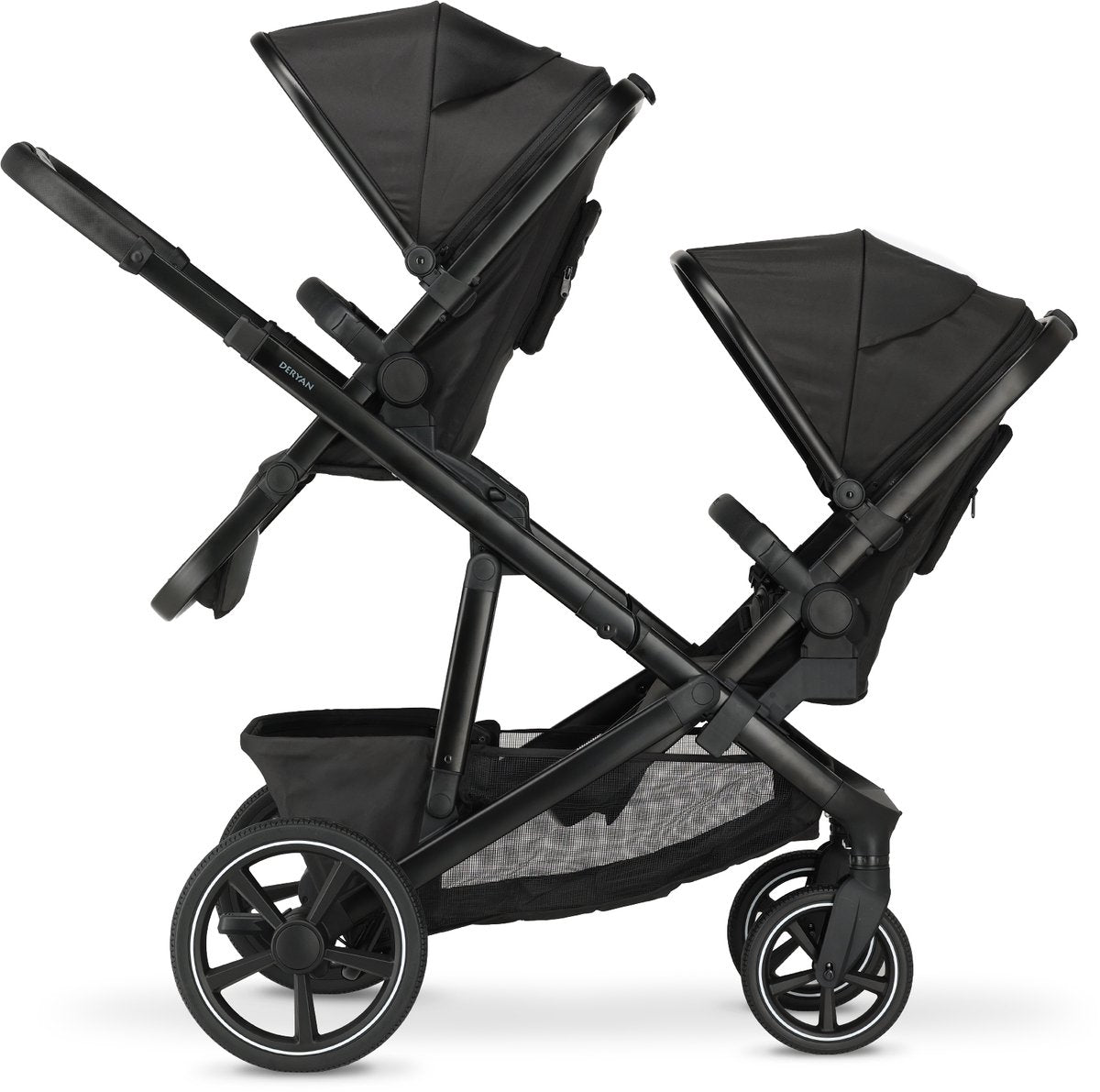 Deryan Evy V2 Duo Kinderwagen – erweiterbar – zusätzlicher Sitz – Schwarz