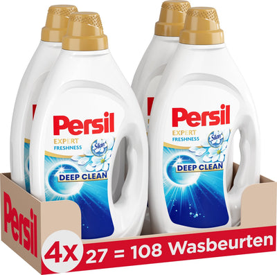 Persil Gel Expert Farbfrische von Silan – Flüssigwaschmittel – Buntwäsche – Hygienische Frische – 4 x 27 Wäschen
